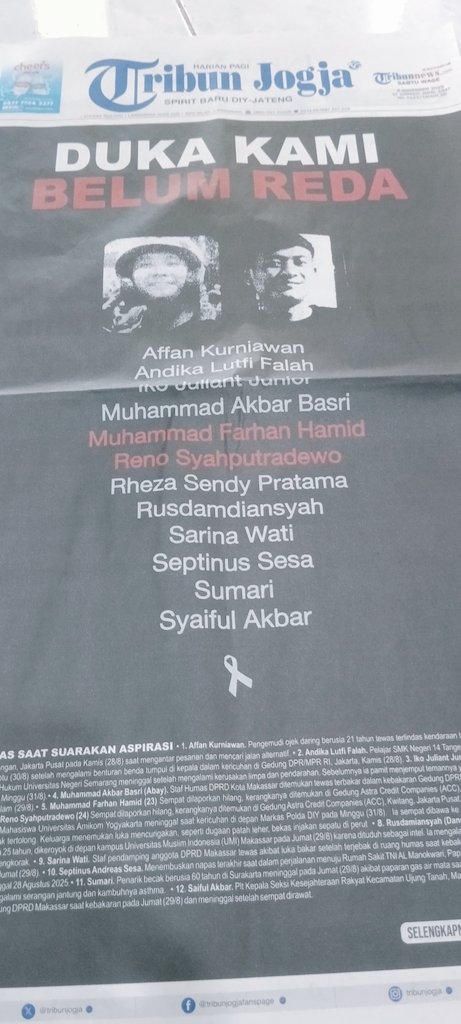 Reno &amp; Farhan kini dalam keabadian. 
Dua belas nyawa tandas dalam hitungan puluhan jam. Terlalu berharga jika hanya untuk kembali ke masa-masa kelam puluhan tahun silam. 
Ingat nama mereka, hari ini, esok, lusa, selamanya.🔥🌹