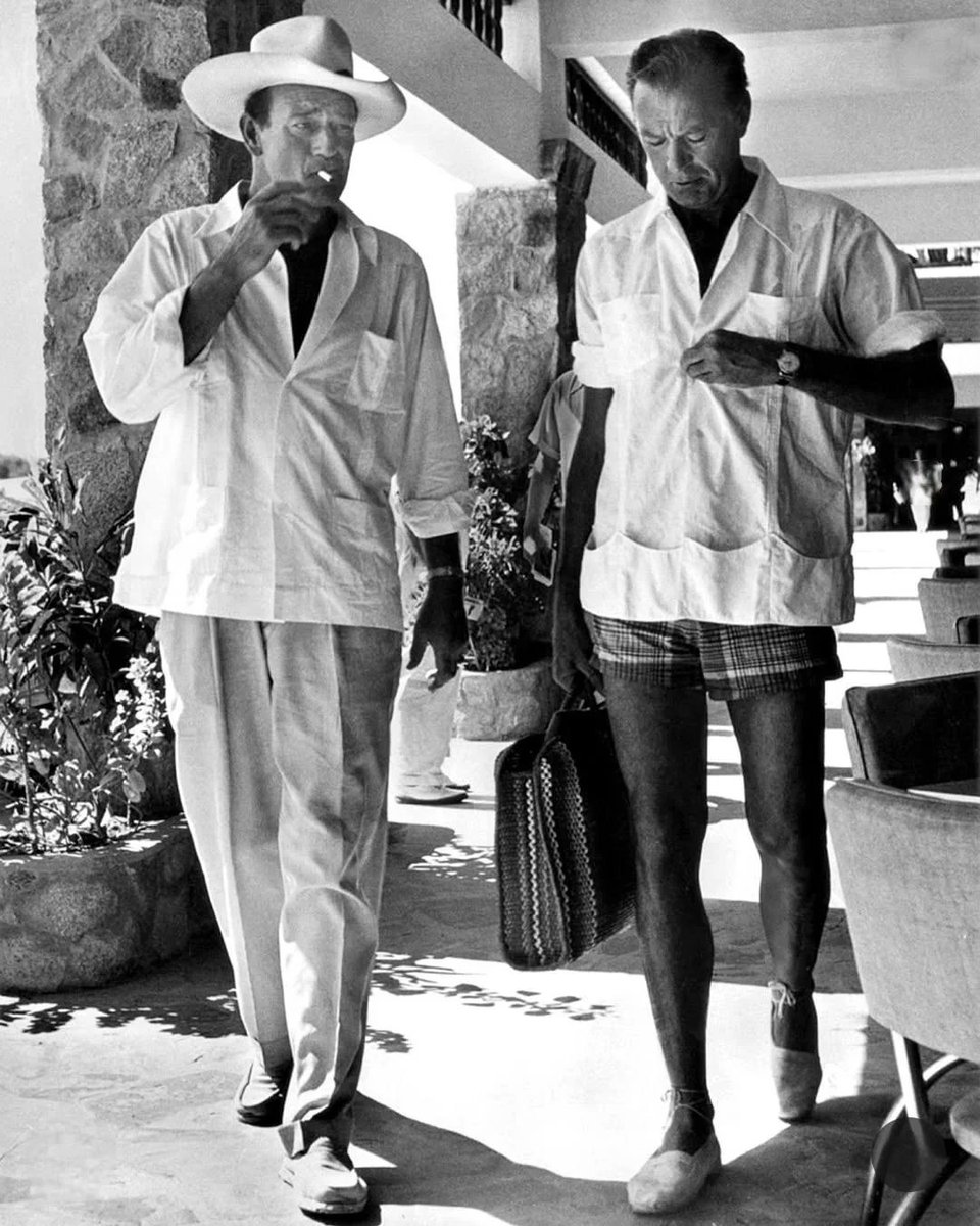 John Wayne &amp; Gary Cooper in Acapulco, 1953.