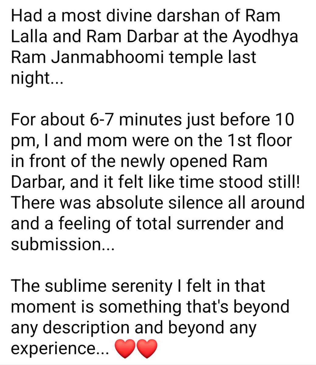 raj20k's tweet image. Had a most divine darshan of Ram Lalla and Ram Darbar at the Ayodhya Ram Janmabhoomi temple last night...🚩🚩

The sublime serenity I felt in that moment is something that&apos;s beyond any description and beyond any experience... 🚩🚩