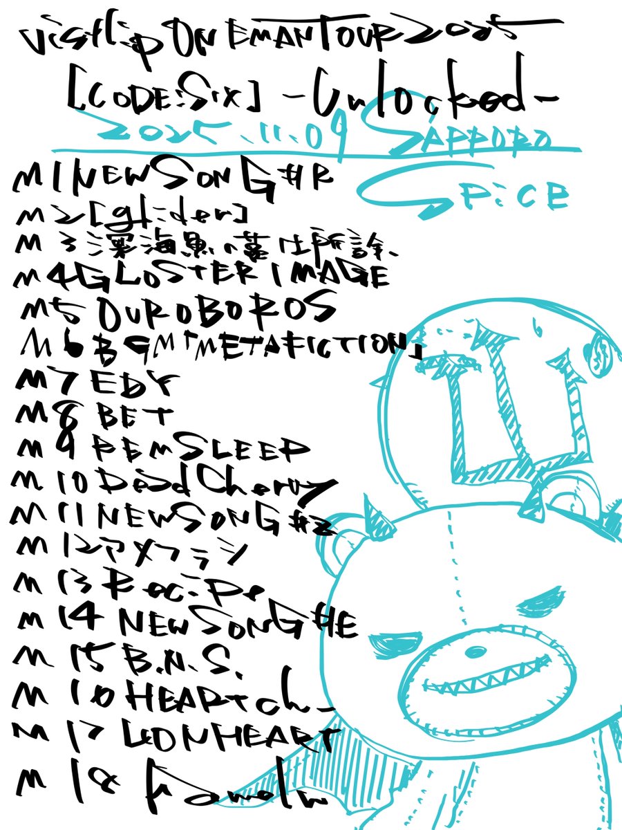 vistlipofficial's tweet photo. 【Today's SetList】

2025.11.09
vistlip ONE MAN TOUR 2025 [CODE:SIX] -Unlocked-
@ 札幌 SPiCE -Day 2-

<PlayList>
https://t.co/jnfAVTvwz3

#vistlip #CodeSix #UNLOCKED #BET https://t.co/lmpElGhyUu