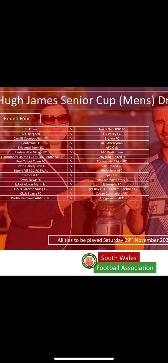 We have been drawn at home to Vale United in round 4 of the Hugh James Senior Cup 🔵🟡🟣