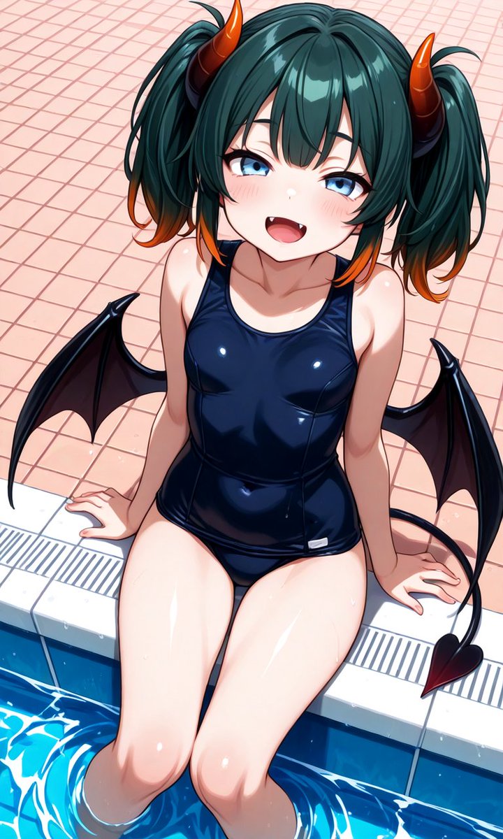 rasutoneko's tweet image. (=ﾟωﾟ)ﾉ小悪魔ちゃん

#日曜スク水部みた人も部員になる
#AIイラスト 
#pixai