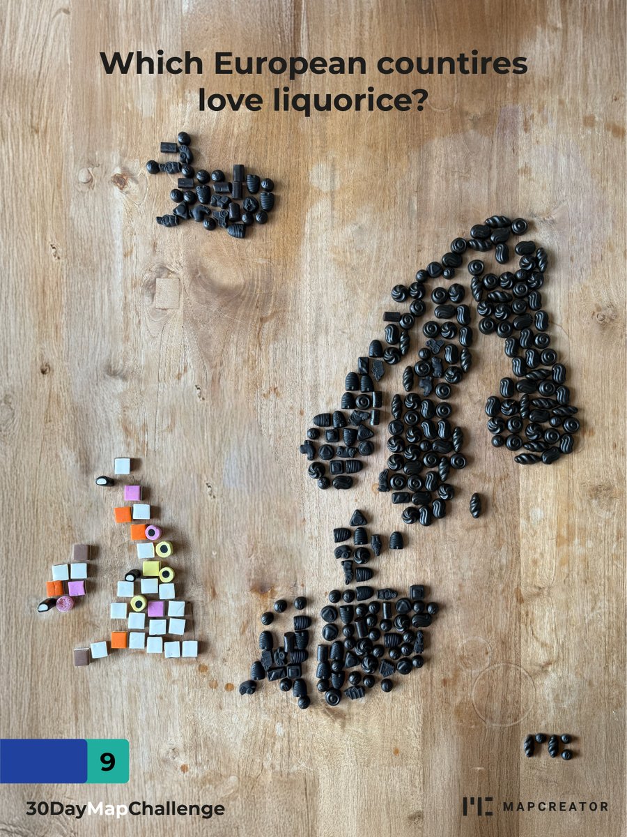 mapcreator_io's tweet image. We made a liquorice map… using real liquorice. Would you dare to eat it? ⚫️ #30daymapchallenge #dropit #liquorice
