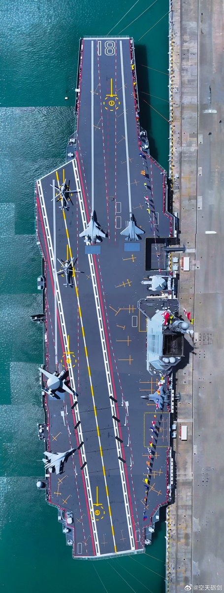 The best overhead image of CNS-18 Fujian.

Great to compare the sizes of the platforms that will serve on the ship.

The J-35 is actually not that small, J-15 and all the fighters in the flanker family are huge.