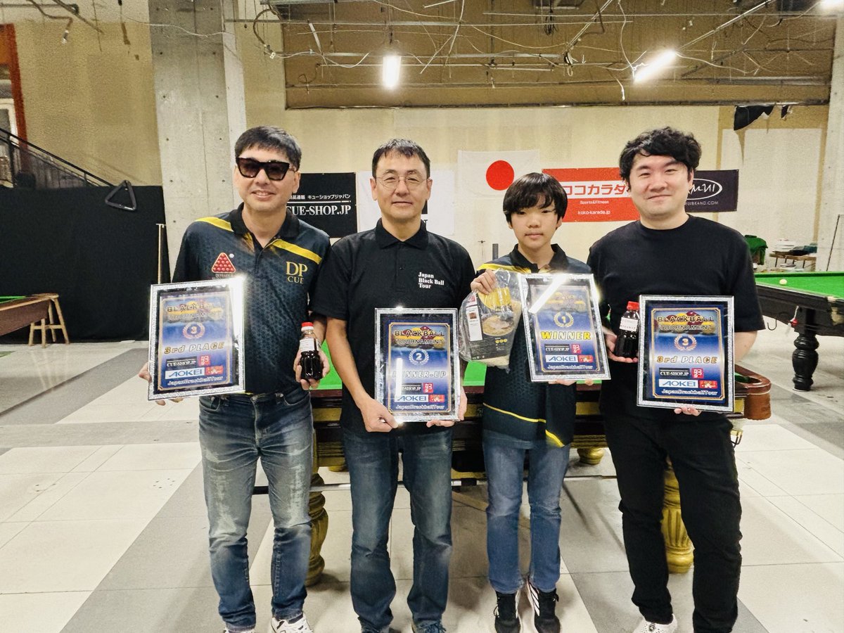 jbt_office's tweet photo. 本日のスヌーカートーナメント試合結果。
優勝　浪江翼選手
準優勝　中原良男選手
三位タイ　盧童選手　福田豊選手
でした。
各月で開催予定ですので全国のスヌーカープレイヤーの皆さんのご参加お待ちしてます https://t.co/ukAabZOA3j