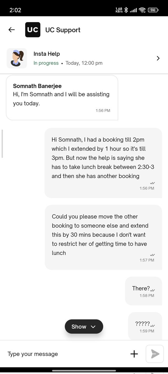 AtifJavedAnsari's tweet photo. @UC_Assist What's the ETA on getting a chat response? Waiting for almost 10 mins now!
@urbancompany_UC https://t.co/AA5kQYnoAh