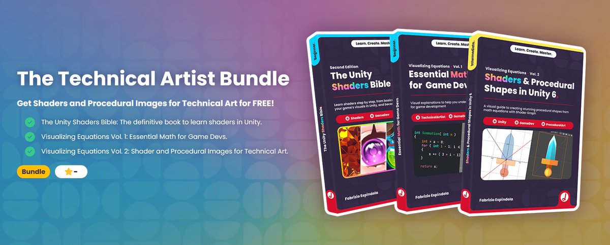 ushadersbible's tweet image. Want to learn Shaders and Procedural Shapes step by step in Unity? This bundle might be exactly what you need. Check it out! ✨ jettelly.com/bundles/bundle…

#unity3dgamedevelopment #3DCG #indiedev