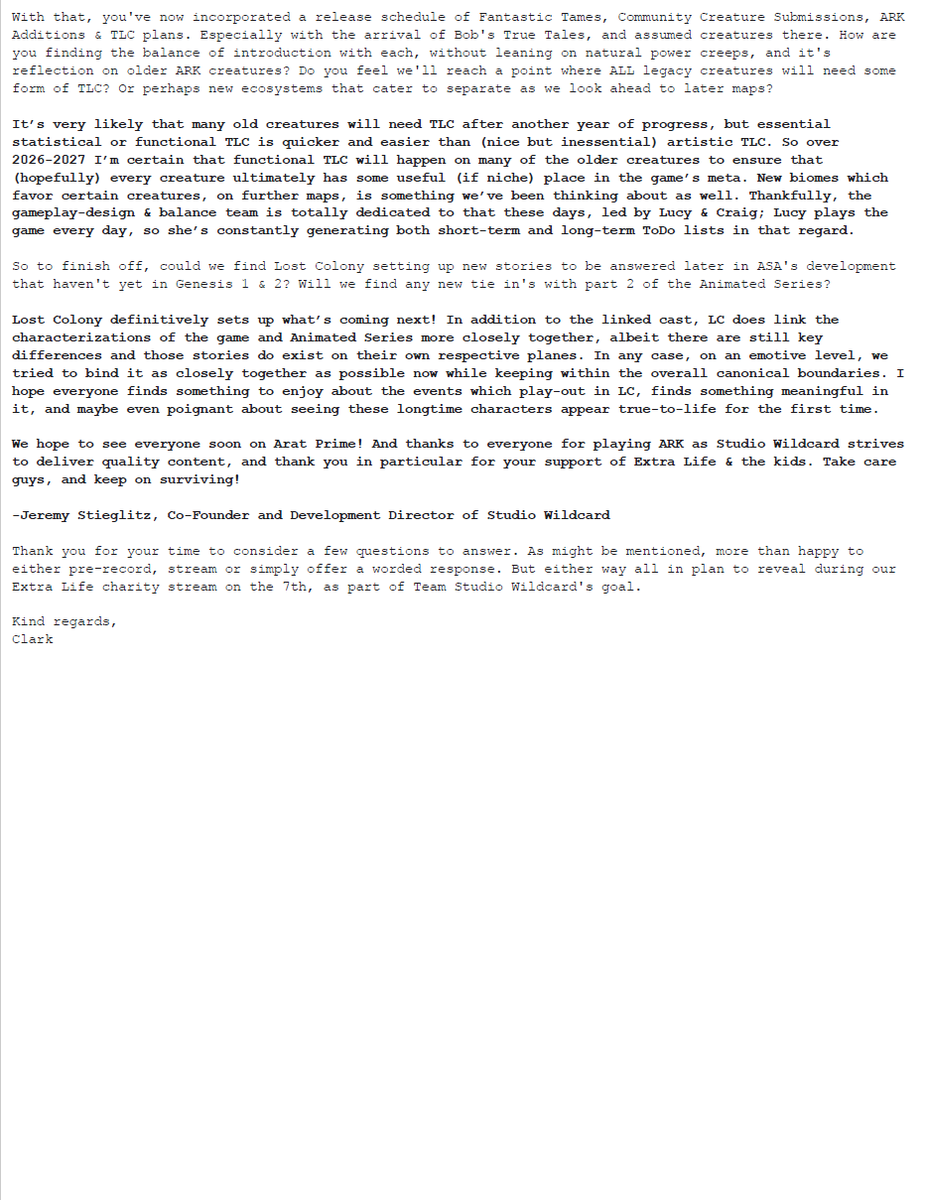 Raasclark's tweet image. BOOM! 30K on the Dot! (Big thank you for these recent giant donations!!)

As promised, see the following for the Q&amp;amp;A with ARK co-founder Jeremy on Lost Colony, Genesis &amp;amp; Beyond!

(Can't attach PDF's here, but will leave in my discord)

discord.gg/DBNKKNP

#playARK