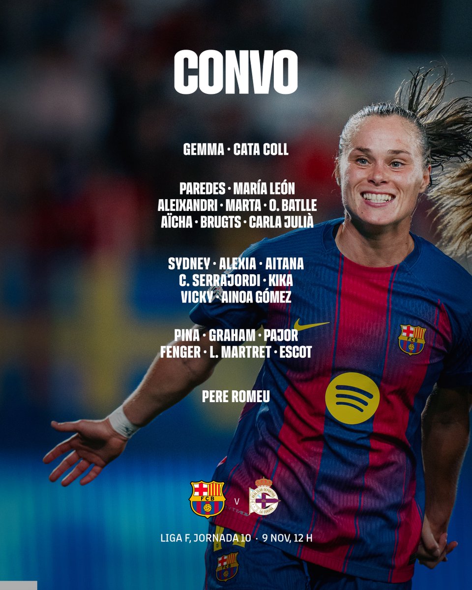 📋 𝗟𝗮 𝗰𝗼𝗻𝘃𝗼𝗰𝗮𝘁𝗼̀𝗿𝗶𝗮.
#BarçaDeportivoAbanca