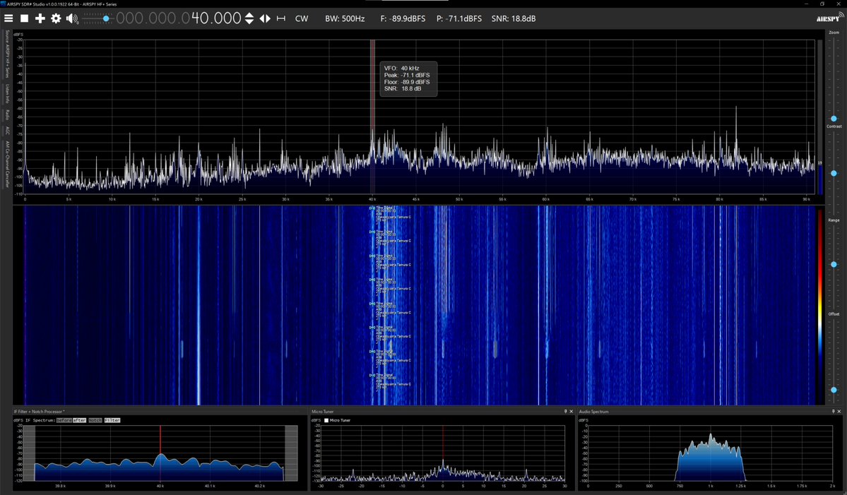 radiosiesta's tweet image. 今しがたのVLF
22.2、25、40kHzは入感中
21.1kHzは不感
54、60kHzはノイズのため入感確認ができません

こんばんは
#VLF 
#Airspy
#SDRSharp
#YouLoop
#YouTwin
