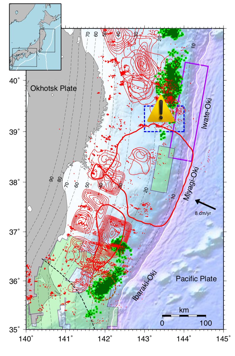 jishin_lab's tweet image. この地震、1992年の三陸ウルトラスロー地震の再来では？

だとしたらマグニチュード6以上の地震が今後も連発してもおかしくない。

今後、相当回数、連発くらいしても不思議ではない気がする。