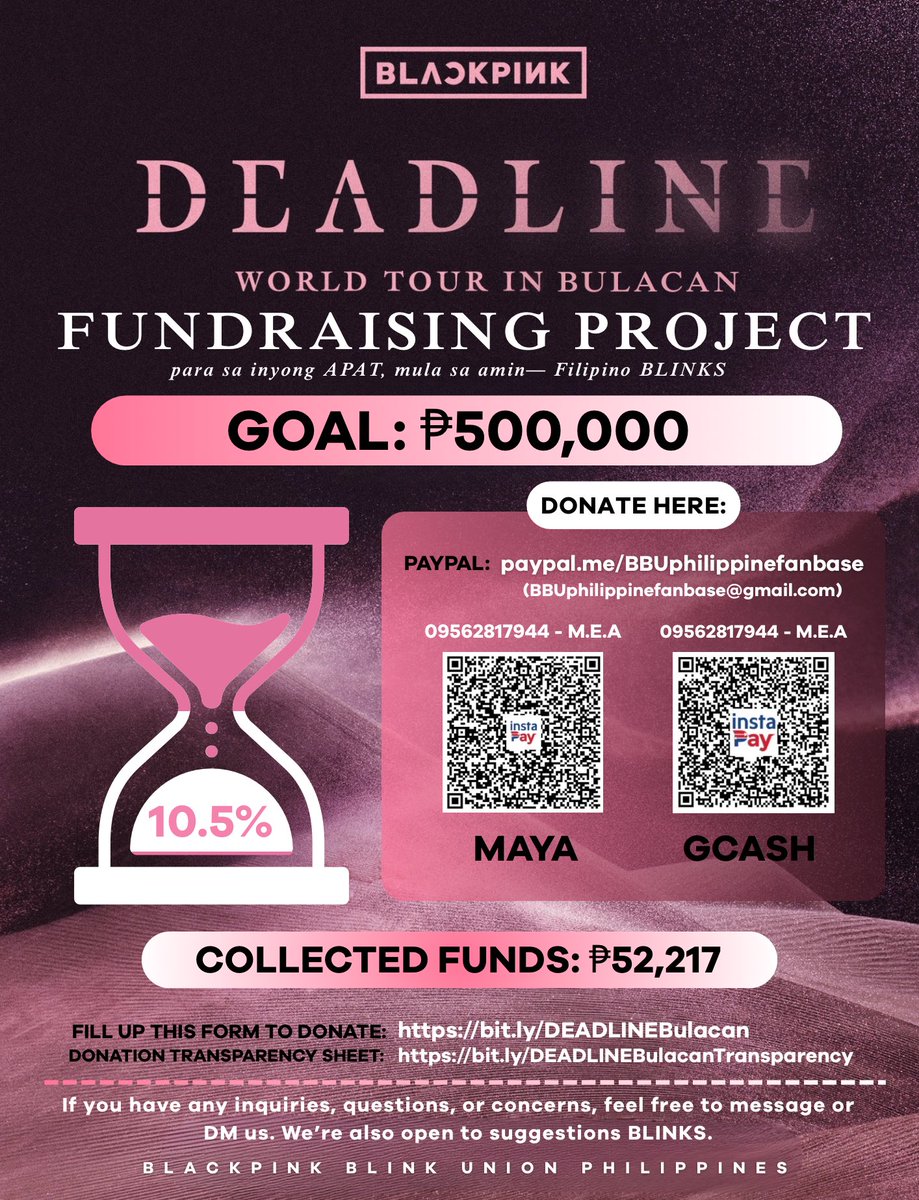 BBU_BLACKPINK's tweet image. [⏳] #UPDATE: As of November 9, 4PM PST, we have collected a total of +10,421 donations.

Let’s reach 60K today, #BLINKS! 
Help us by donating so we can print more hand banners and make the fan event surprise for #BLACKPINK in Bulacan happen!

Once you donate, you’ll secure your…