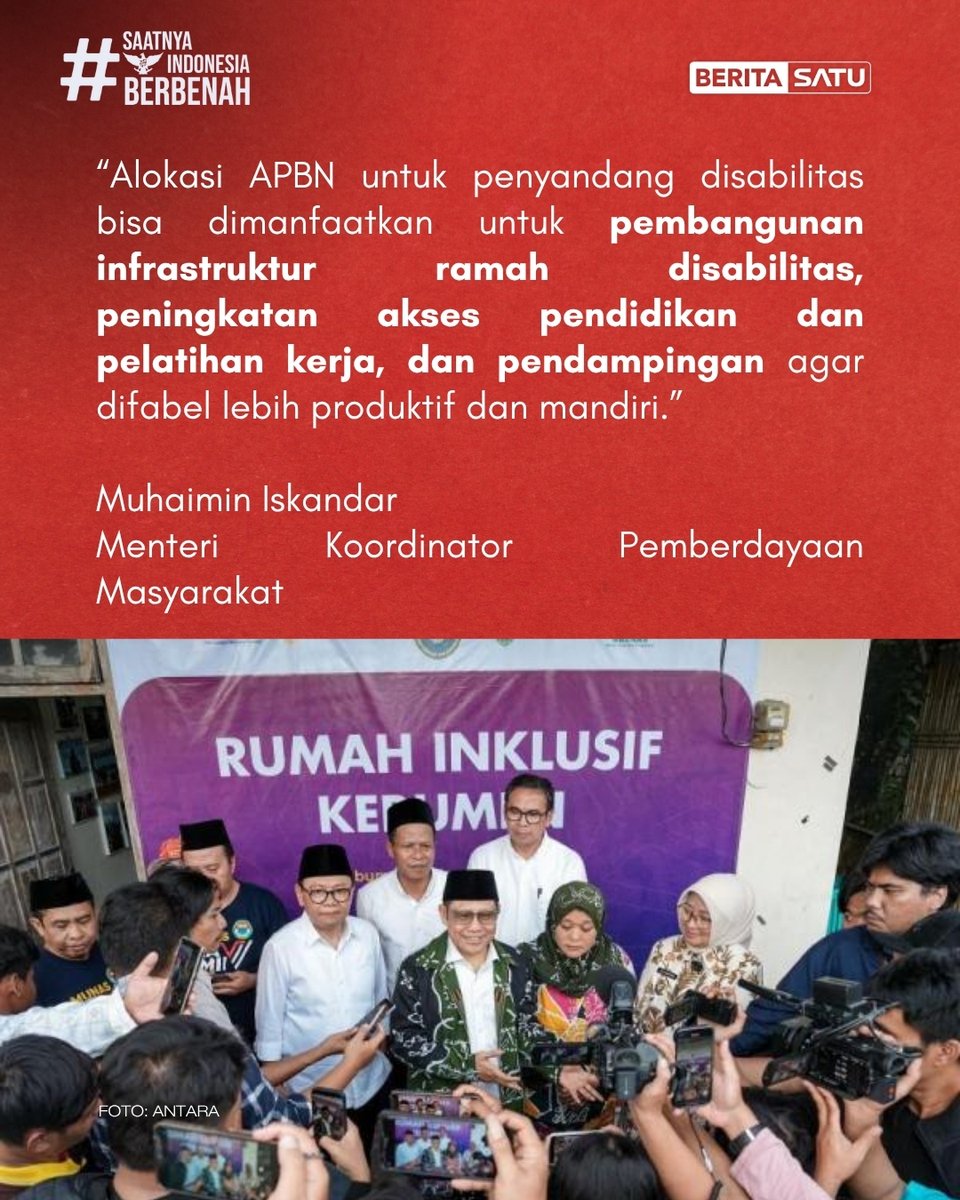 Beritasatu's tweet photo. Cak Imin desak DPR sisihkan anggaran khusus di APBN untuk mendukung kemandirian dan produktivitas penyandang disabilitas.
Update berita selengkapnya di https://t.co/12KzHzdIDJ, Beritasatu TV & YouTube BeritaSatu!
#MuhaiminIskandar #APBN #PenyandanDisabilitas #MenkoPM #BeritaSatu #SaatnyaIndonesiaBerbenah