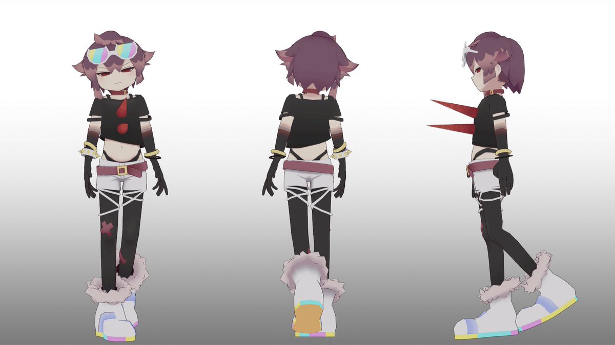 mpu3_3shim's tweet image. 良い感じにできたのでコッチにも載せちゃお😎
かなり久々にOCのVRCモデルを作りました✌️表情もむだに27種くらいあります　ﾀﾉｼｰ
#VRChat