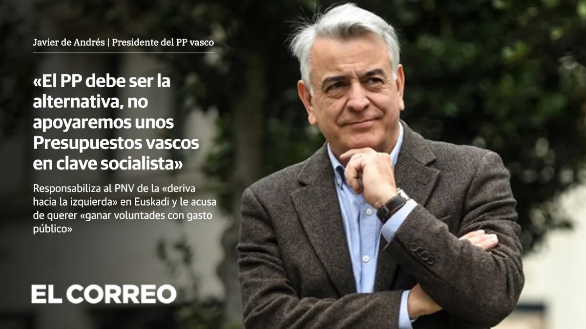 Buenos días.      

"El PP debe ser la alternativa, no apoyaremos unos Presupuestos vascos en clave socialista"

"No hay socio más leal con Sánchez que el PNV. Se sabe que no se puede contar con ellos."

📰 Aquí os dejo mi entrevista en <a href="/elcorreo_com/">El Correo</a>: x.com/elcorreo_com/s…