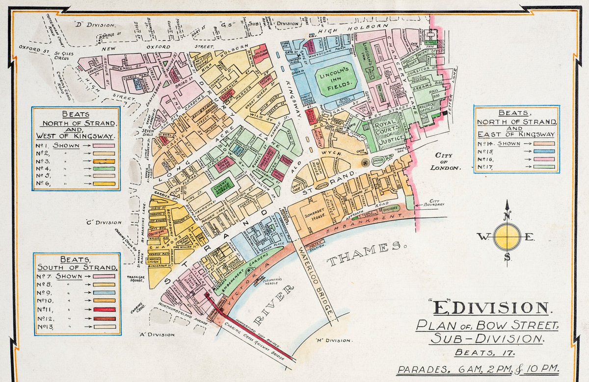 #Museum30 - map

This map from @mpsheritage, on display in the Museum, shows the 17 beats of 'E' Division. Dating from 1932, these hand-drawn maps would be regularly updated to include new businesses and landmarks.

How many can you spot that are still around today?