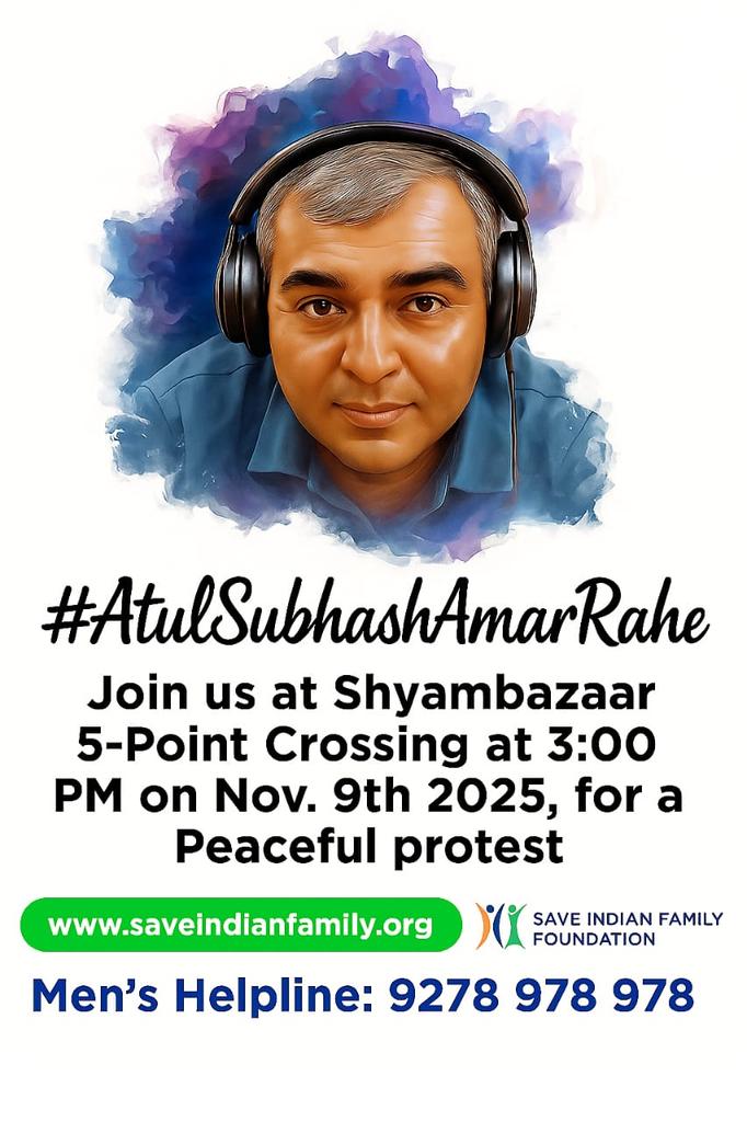 realsiff's tweet image. To all Men,

Pl tweet ##AtulSubhashAmarRahe
#AtulSubhash 

Remember him on #InternationalMensDay19November
Atul was part of this event last year on 19th November.