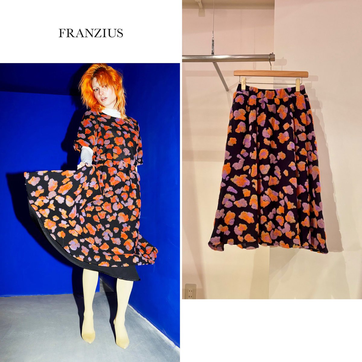 MANOAinter's tweet image. New Arrival☁️FRANZIUS

前のトップとセットアップになるスカート。ウェストゴムで、ミモレ丈のフレアシルエット。裾線がひらひら〜っと揺れて、超ラブリー🩷
黒ベースなので、意外と色々なトップと合わせやすく、冬スタイルのアクセントになってくれそう。
¥67100
#franzius #skirt #2025aw