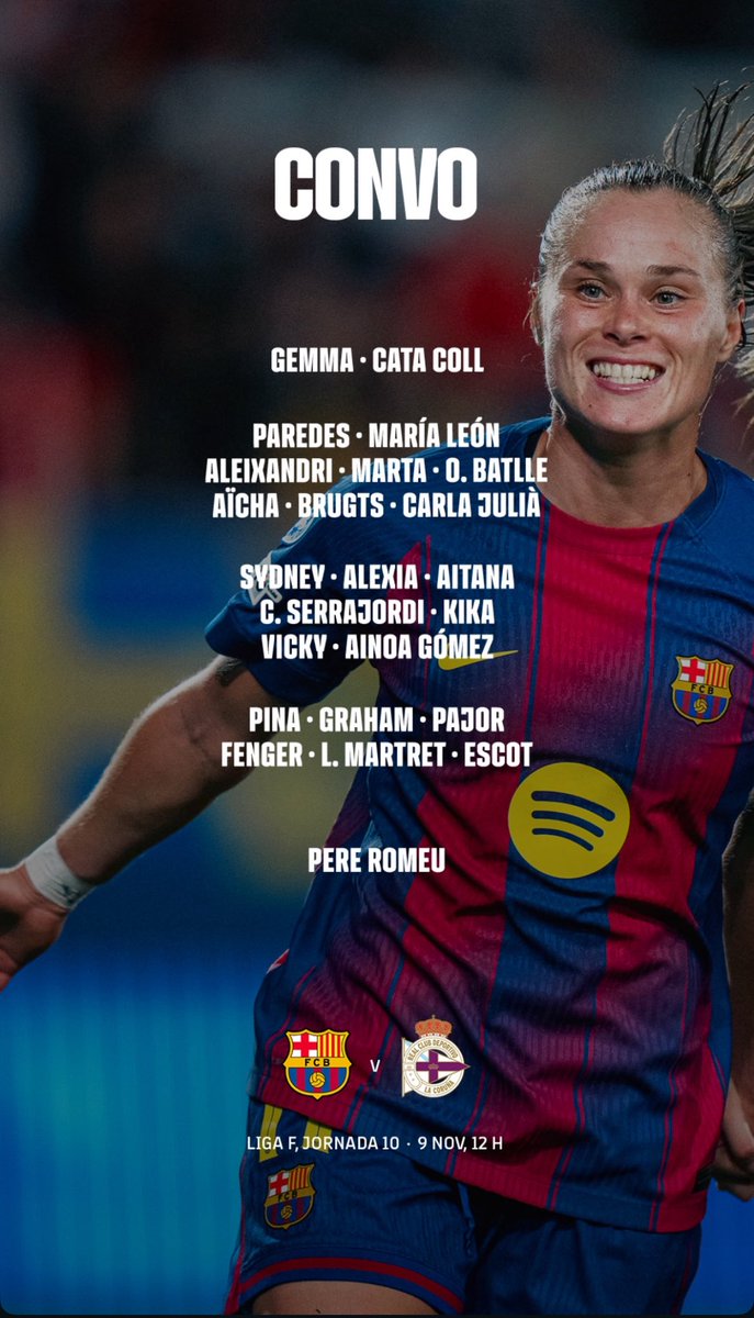 Carla Julià és la sorpresa positiva del Femení B d’aquesta temporada, impressionant.
I molt feliç de veure a Ainhoa, Martret i Escot a la convocatòria.
Premi a la gran temporada que estant fent. I Fenger per fi s’ha destapat. Grans!