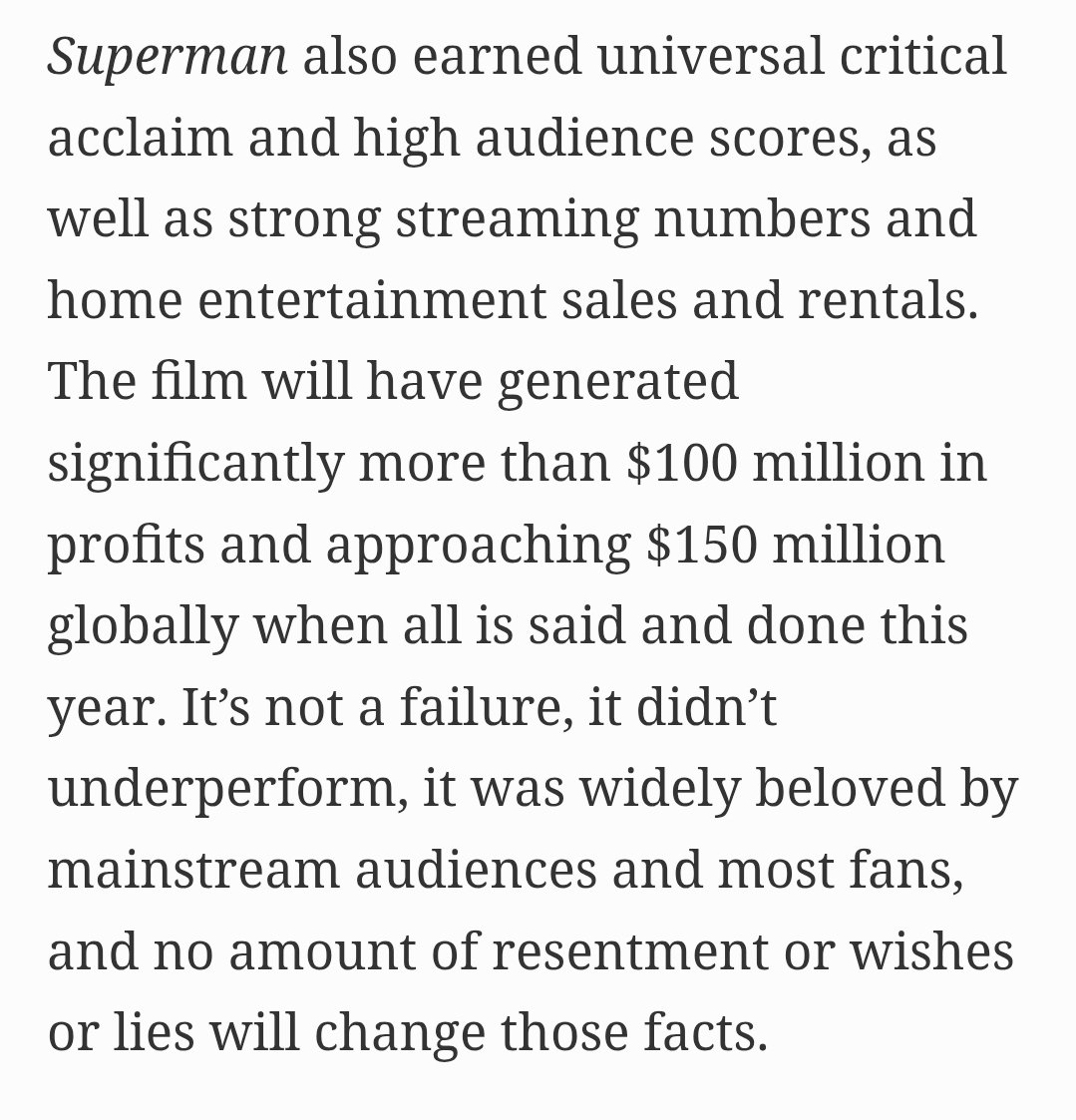 Forbes just released a new article saying that superman was a huge success and that it generated $150M profits.