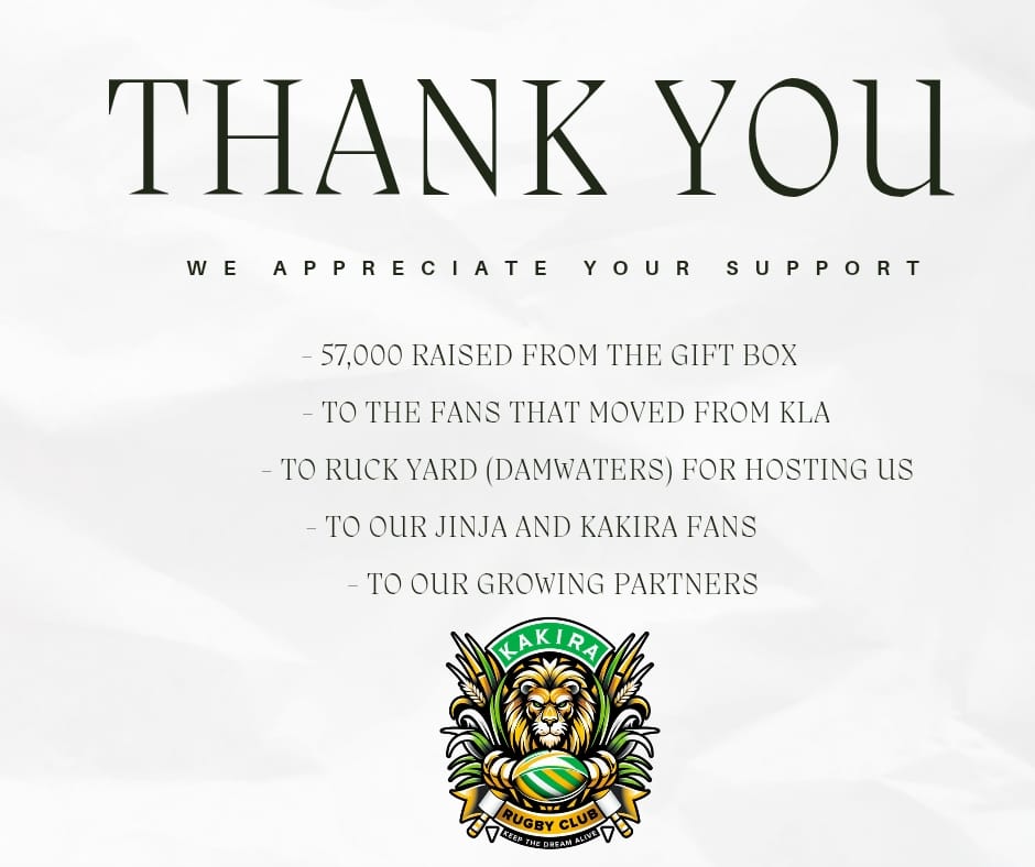 We really appreciate your support 
The rugby community 
From us to you