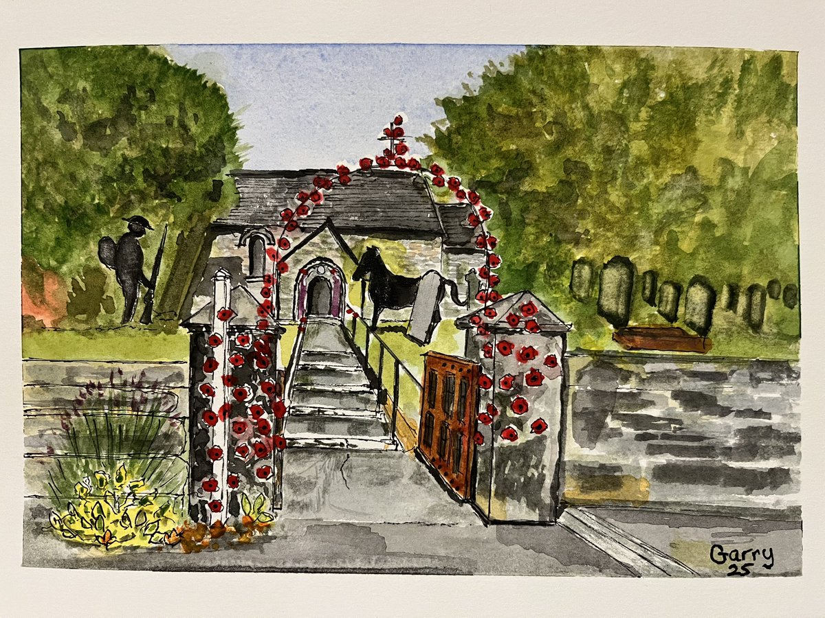 We will remember them #RemembranceSunday #watercolour #poppies #silhouette #warhorse #Tommy