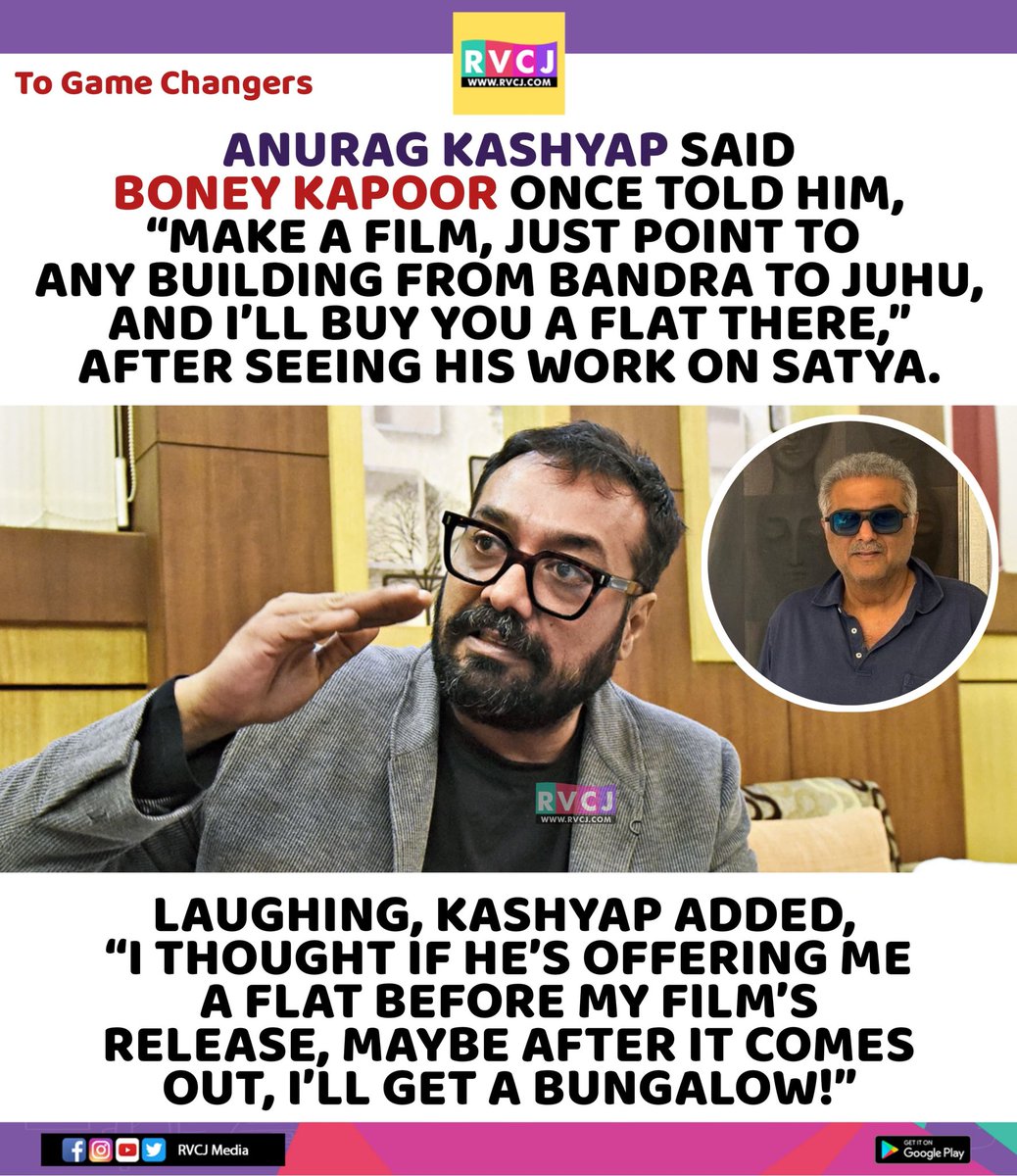 rvcjmovies's tweet image. Anurag Kashyap opened up about Boney Kapoor offering him a Flat 

#anuragkashyap #boneykapoor