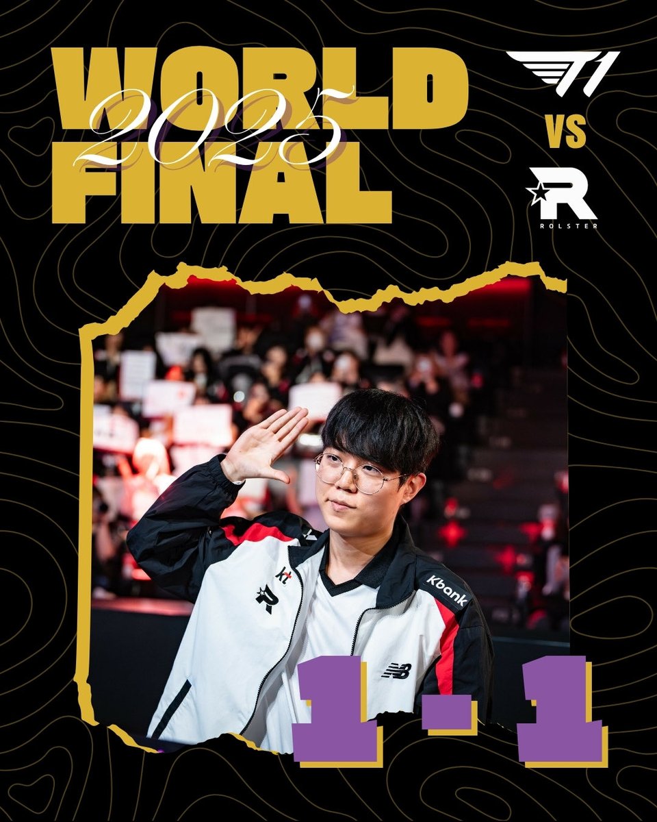 LaMetaEsport's tweet photo. RÉPONSE IMMÉDIATE DE KT ROLSTER !

L'intensité monte d'un cran : KT revient à la marque et égalise (1-1) ! Le Jungler Cuzz 🇰🇷 est absolument partout et porte son équipe.

La Telecom War est lancée ! Ce n'est que le début d'un Bo5 explosif ! 
#Worlds2025  #TelecomWar #KTWIN https://t.co/uif5meybiD