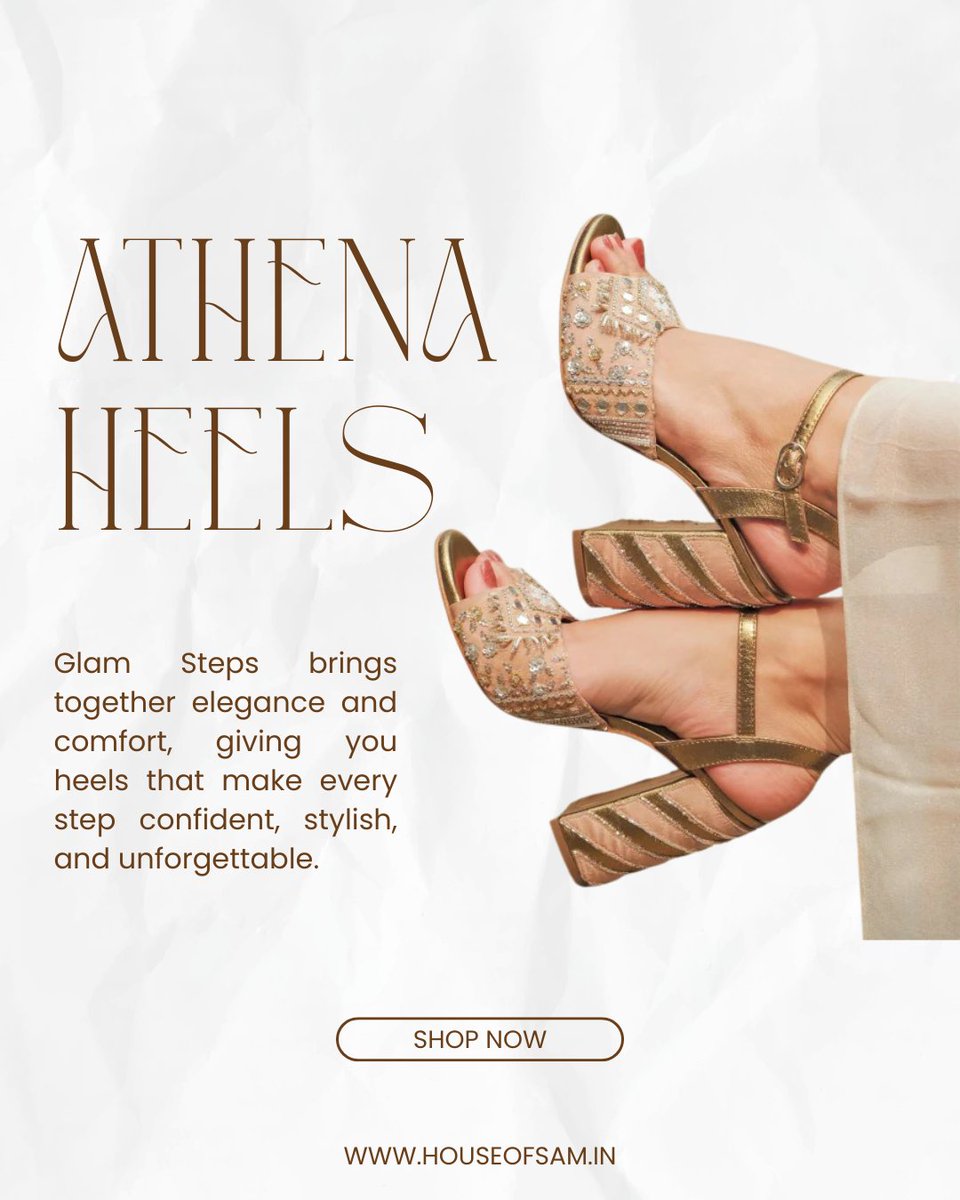 houseofsam_'s tweet photo. ATHENA HEELS
Turn heads with the Athena Heels from House of Sam. This pair features intricate zardozi embroidery and golden patchwork on the heels, giving them  a luxurious and festive look. Every detail is handcrafted with care by skilled  artisans, ensuring a flawless design. https://t.co/NvKJw0RmXl