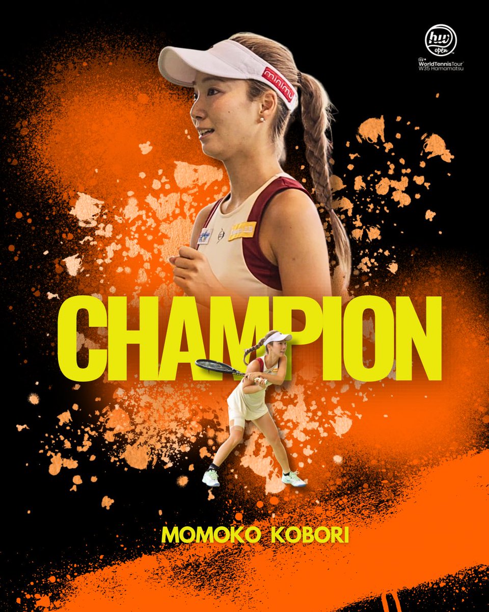 HWOPEN's tweet photo. Champion 👸🍊

Momoko KOBORI 🇯🇵

4th ITF title! Another milestone in her journey.
Congratulations and keep shining on the court!!

#hwopen
#観音温泉カップ浜松ウイメンズオープン
@worldtennis https://t.co/XZ1YU9QTcY