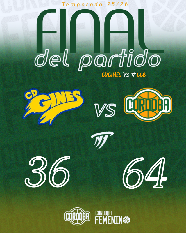 CordobaCB's tweet photo. ¡Cuarta victoria consecutiva de nuestras chicas! En esta sexta jornada, en la visita a Gines el resultado ha sido: #CDGines 36 - 64 #CCBFemenino

¡Enhorabuena blanquiverdes! 🤍💚

#CarácterBlanquiverde #GanamosJuntos https://t.co/HjHoFRKVS9