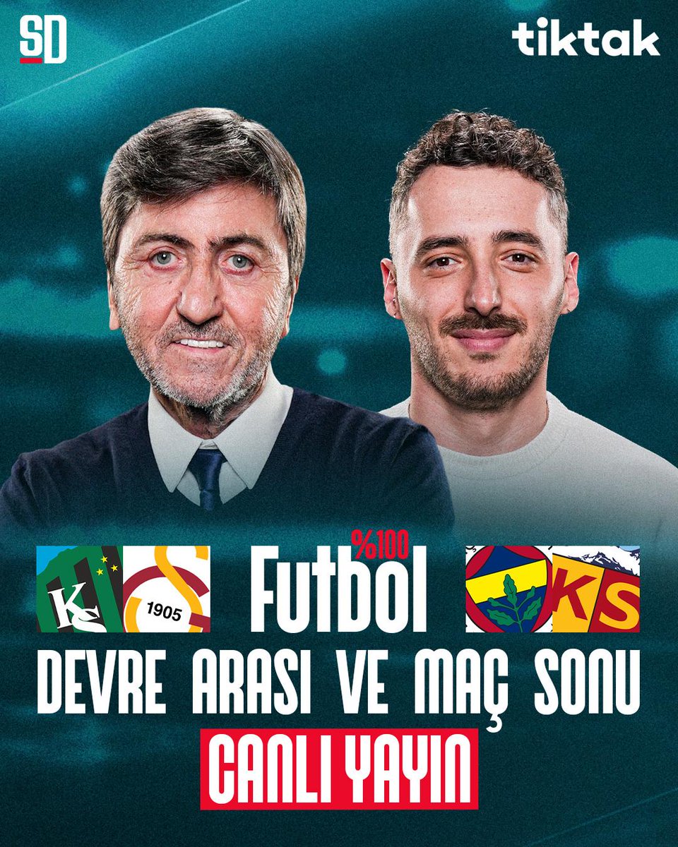 ⚽ Kocaelispor - Galatasaray 
⚽ Fenerbahçe - Kayserispor

%100 Futbol maççların devre arası ve bitiş düdüğünün hemen ardından Sports Digitale Youtube kanalında!