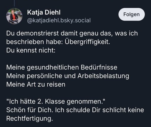 Und ich schulde ihr schlicht kein Geld.