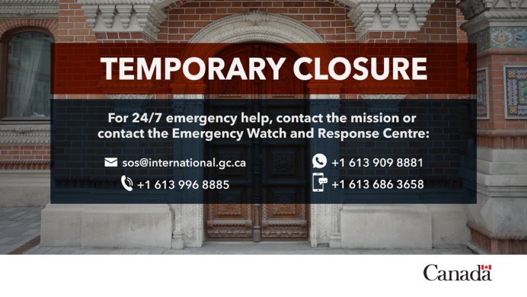 The Embassy of Canada in Riyadh will be closed on November 11 on the occasion of Remembrance Day. 

Canadians requiring emergency consular assistance can contact:
📧sos@international.gc.ca or
☎️+1 613 996 8885
