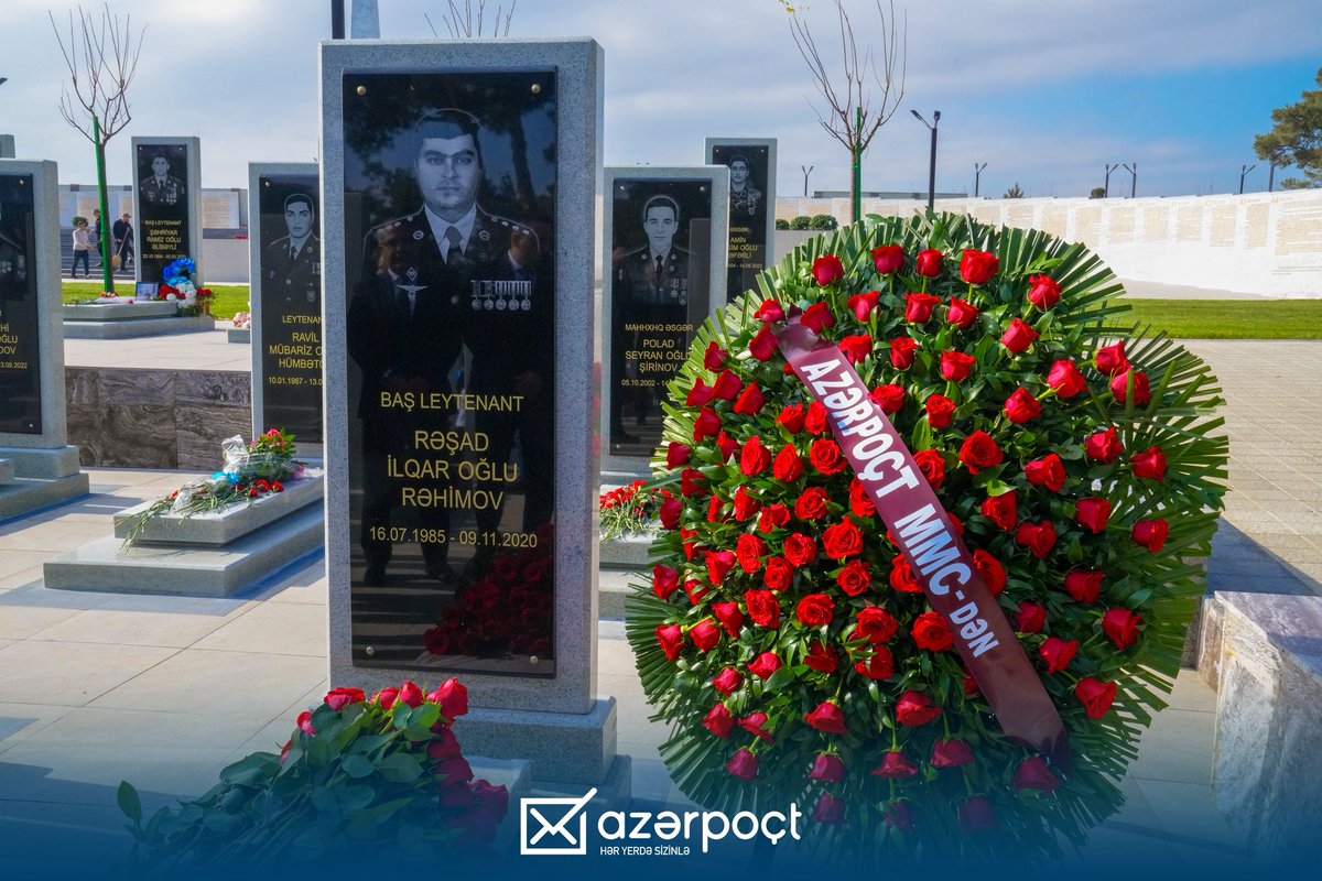 Şəhid Rəşad İlqar oğlu Rəhimovun xatirəsi yad edilib.

AZCON Holding şirkətlərindən olan “Azərpoçt” MMC-nin kollektivi 8 Noyabr – Zəfər Günü münasibətilə Hərbi Memorial Məzarlığı ziyarət edib. 

Daha ətraflı: bit.ly/3JSyxjJ

#azərpoçt