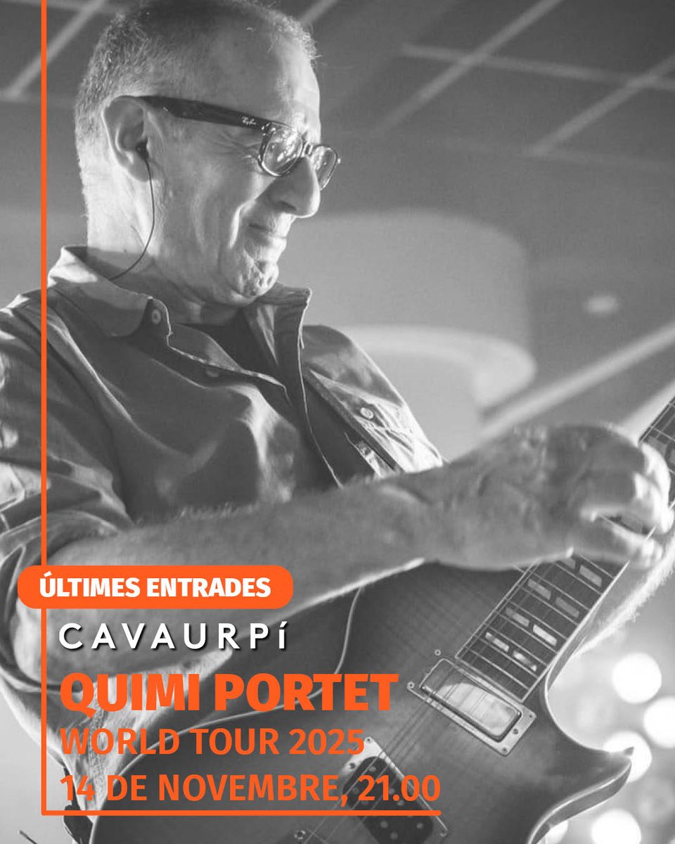 ⚠️ÚLTIMES ENTRADES! 
🎸 Rock, ironia i himnes inesborrables: Quimi Portet torna amb el seu univers inconfusible.

✅ 'World Tour 2025' amb Quimi Portet
📅 Divendres 14 de novembre, 21.00
📍 CavaUrpí #Sabadell (Sant Maties 5)
🎟️ Entrades a f.mtr.cool/kbqjemrmba