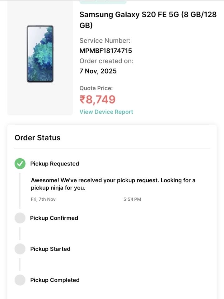 BLJagan's tweet image. @Cashify_ please don’t scam people with your stupid app. I have been quoted price for Samsung S20 FE 5G @ ₹8749, but the pick up person reducing the price to ₹5000, without providing any valid reasons to my brother @GouthamBL . Why such activity? #CashifyScam