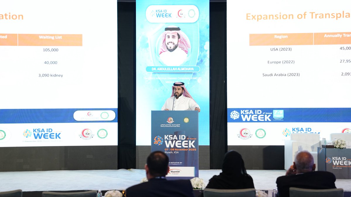 تشرفت بالمشاركة في المؤتمر السعودي للامراض المعدية KSAIDWEEK 2025 كمتحدث عن الامراض المعدية لدى مرضى زراعة الاعضاء.
الشكر والتقدير لاساتذتنا على الدعوة والحفاوة 
<a href="/Dr_Shomrani/">Dr.Majid Alshamrani | د.ماجد الشمراني</a> 
<a href="/alzunitan/">Mohammed AlZunitan</a>  و د. فيصل فرحات
