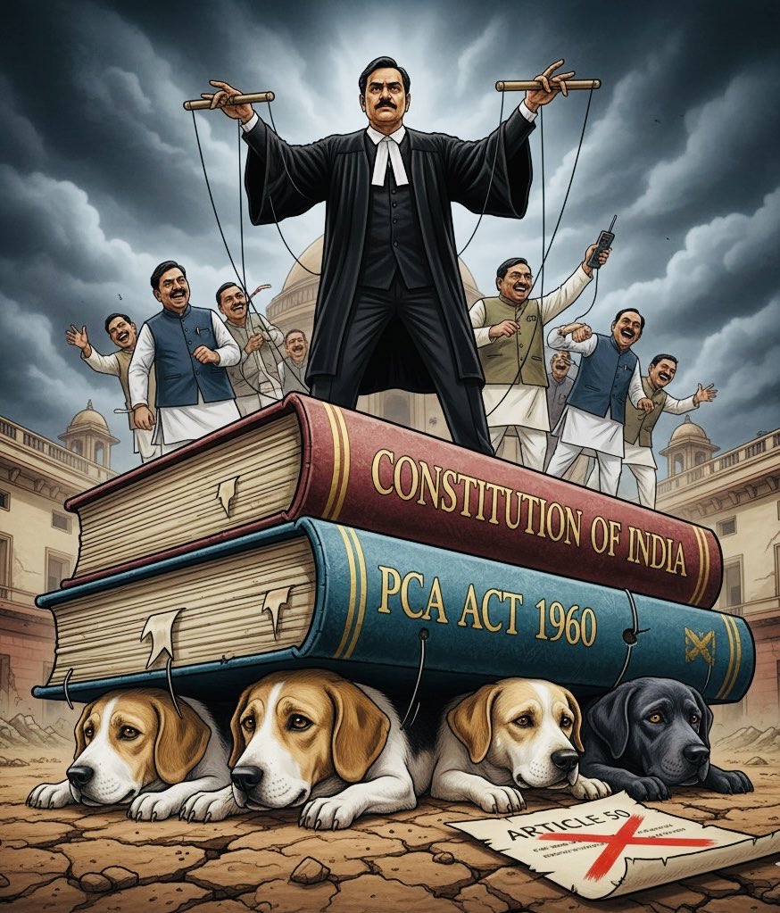 naila_pn's tweet image. A Judiciary on strings isn’t justice — it’s a performance scripted by power. 🎭 #Article50

#NotAwaraYehHumara #CommunityDogs #ABCRules
#PeopleForAnimals #SavelndianDogs #SpeakUp