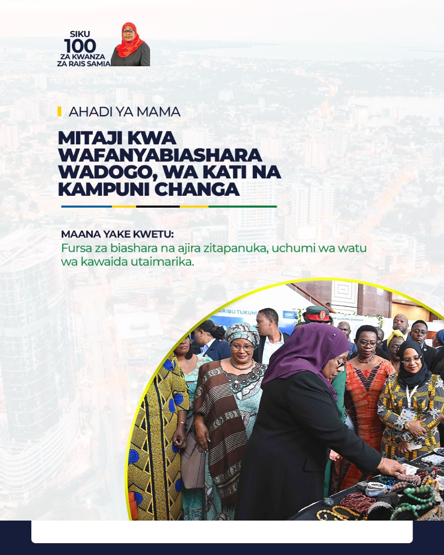 _zack255's tweet photo. Ndani ya siku 100 za kwanza Mama Samia amedhamiria kuwezesha mitaji kwa wafanyabiashara wadogo wa kati na kampuni changa kukuza ajira na kuinua uchumi wa wananchi.
#KazinaUtuTunasongambele https://t.co/d2uSA4ZBFH