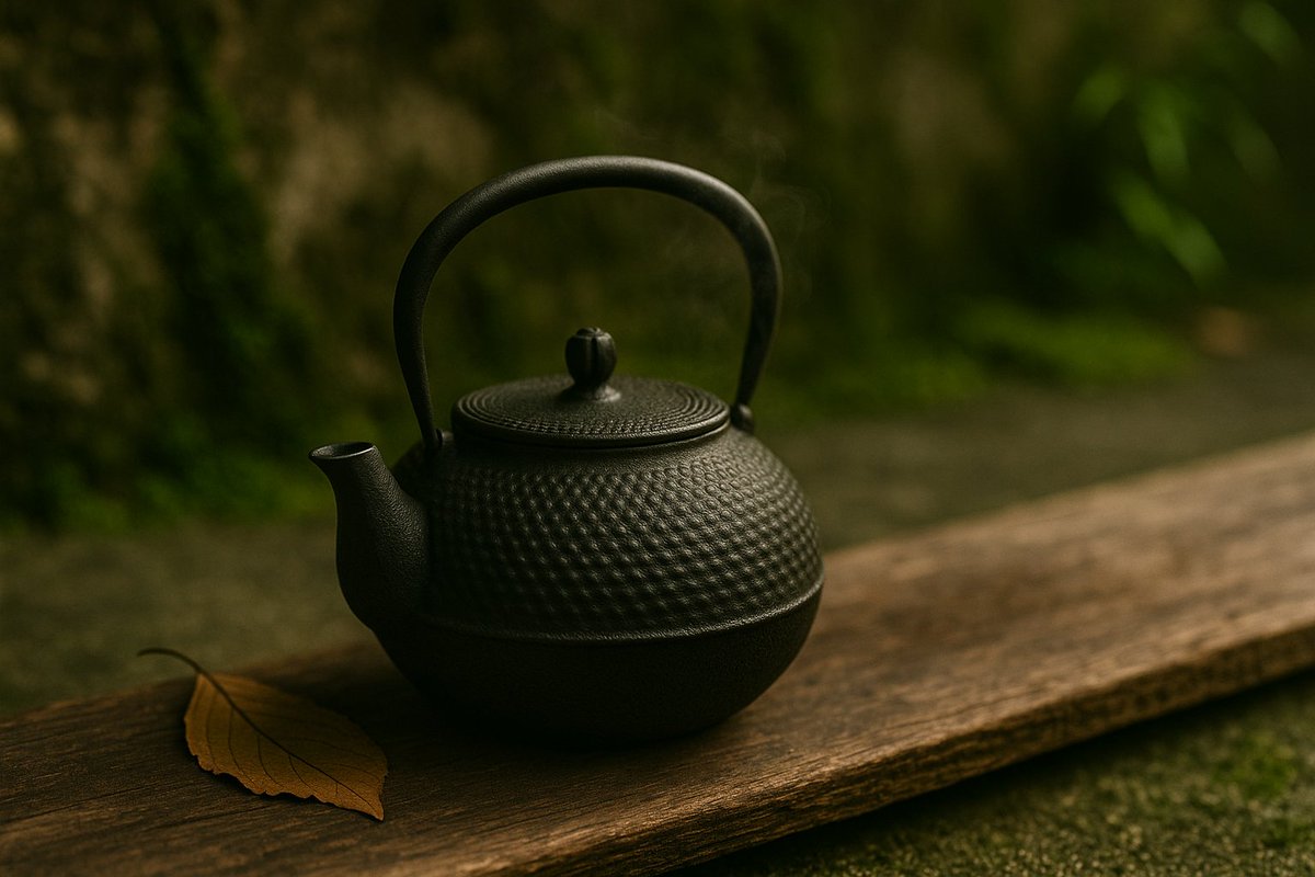 Softened water, round heat. A Nanbu Tekki tetsubin turns a daily pour into a quiet ceremony—iron that tastes like calm. #TeaDa #JapaneseTea
 #WabiSabi #Iwate #NanbuTekki #Tetsubin #Mingei