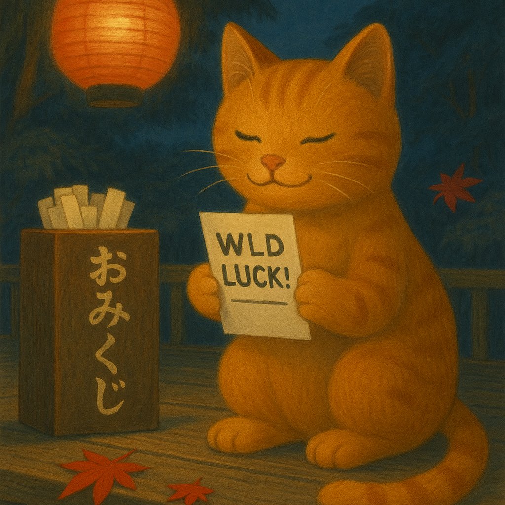 WorldCat_JP's tweet photo. 今日の運勢は…「WLD LUCK！」✨
今夜も幸運をつかもう、$WorldCat ファミリー！

#WorldCat #WLDChain #CryptoJP #おみくじ #日本の夜 https://t.co/NwodXvvxFG