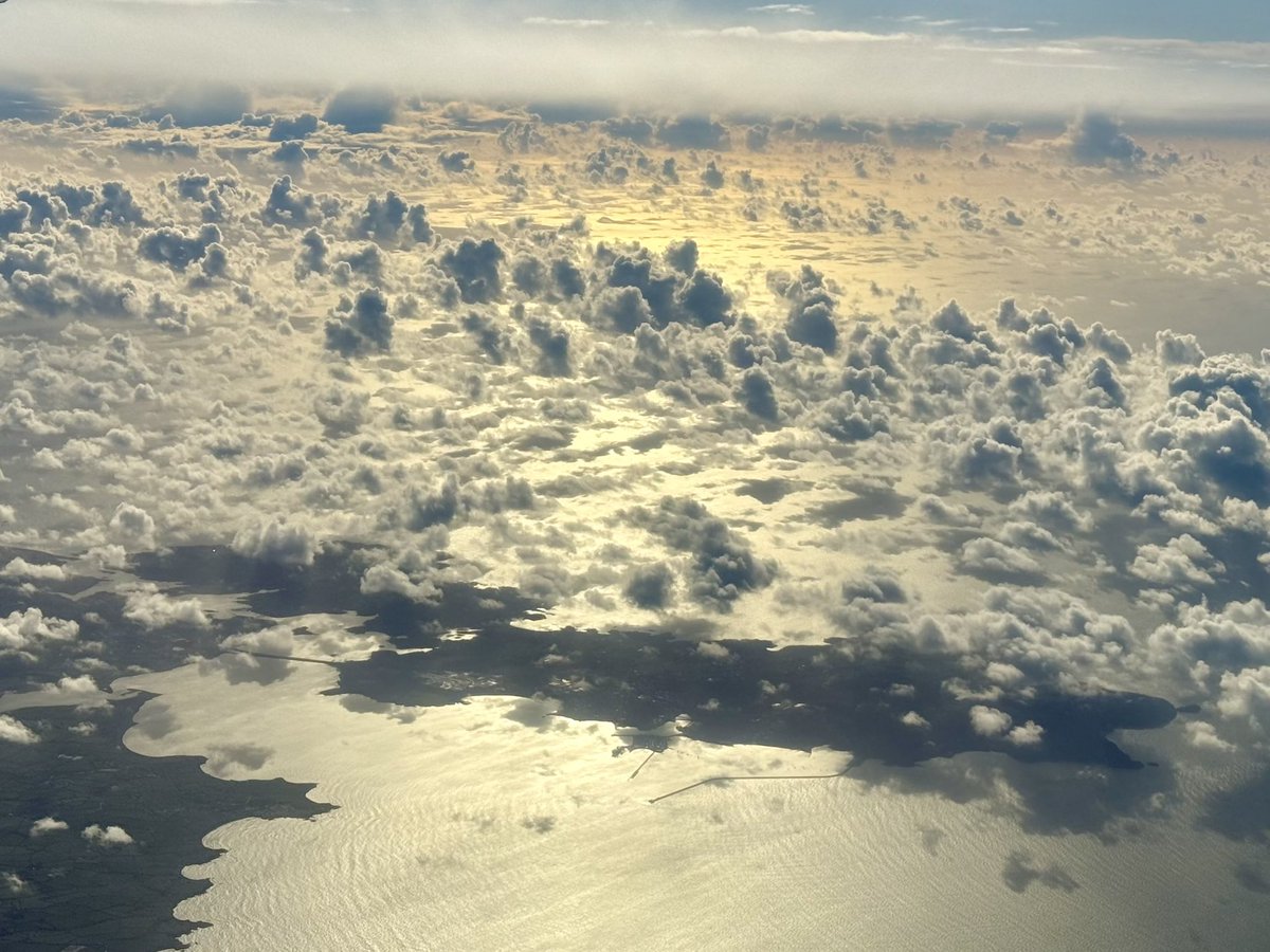 A dappled sky of rising cumulus clouds over Holy Island and Holyhead, Anglesey yesterday afternoon.