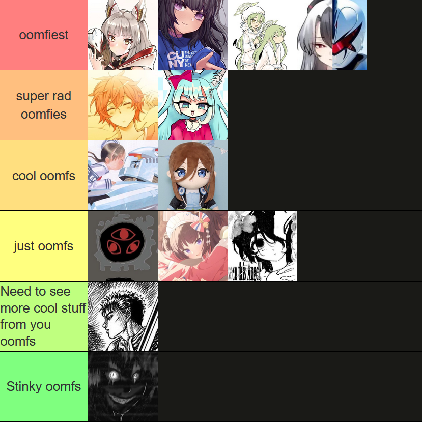 Official oomf tier list!
thank you all for entering :3