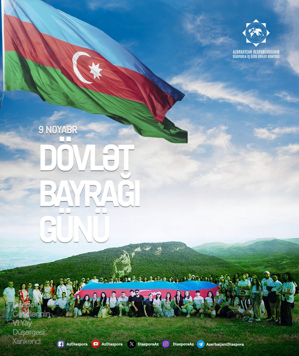 Sonsuz qürur mənbəyimiz olan üçrəngli bayrağımız bu gün sülhün, təhlükəsizliyin bərqərar olduğu Azərbaycanın hər guşəsində, o cümlədən azad Qarabağda dalğalanır. Günün əbədi olsun Bayrağımız!