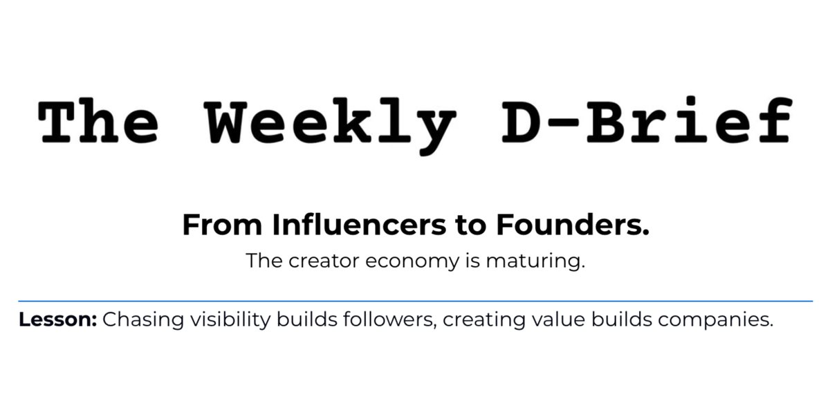 iamdevrajpatel's tweet image. The creator economy’s evolving fast.  Real builders are turning followers into companies and hype into habits. Read the latest drop: theweeklydbrief.beehiiv.com/p/from-influen…
