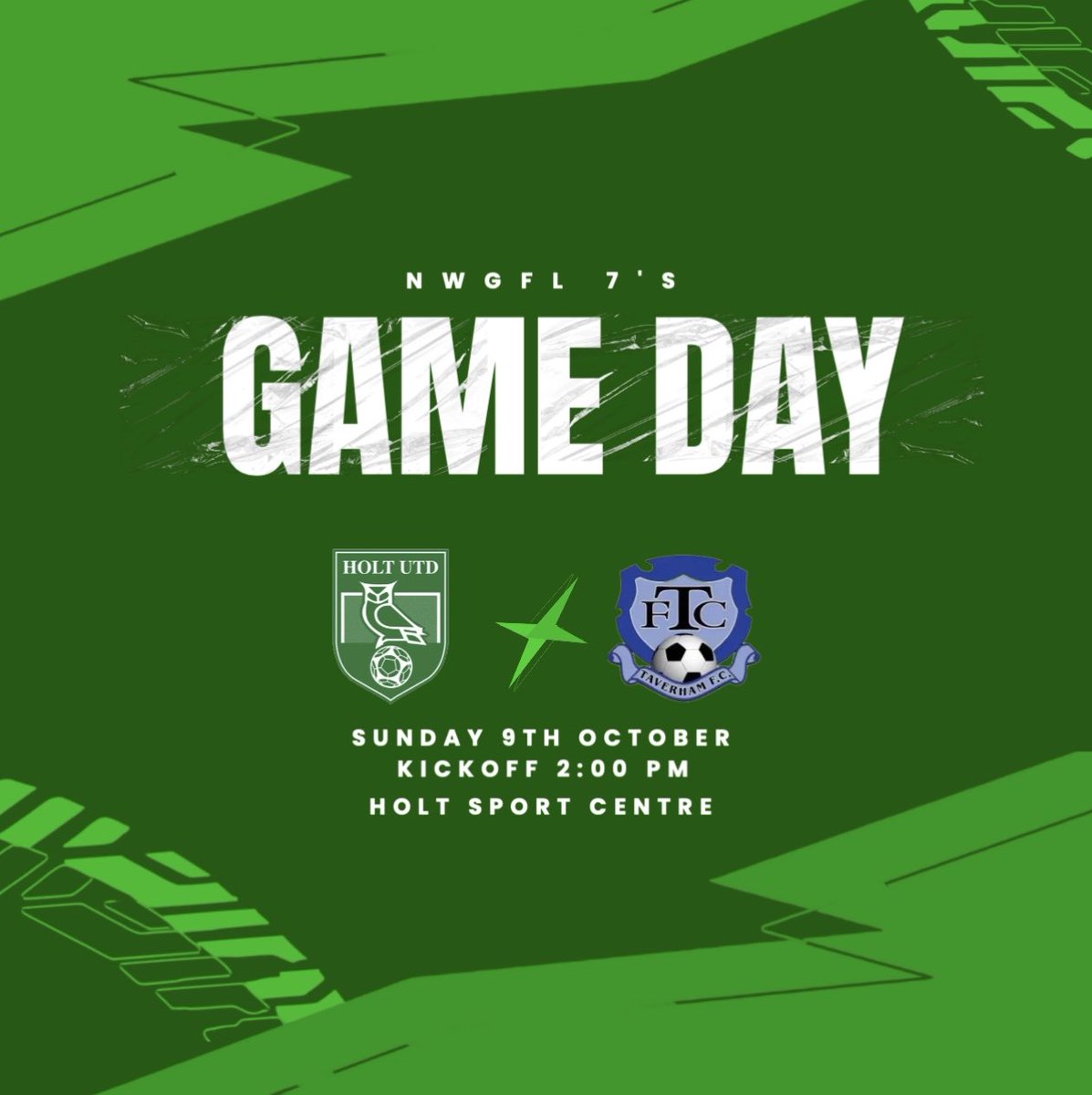 HoltLadies's tweet photo. 🦉🟢 Game Day 🟢🦉

🏆@NWGFL 7’s 
🆚 Taverham Ladies 
📍 Woodfield Road, Holt, Norfolk, NR25 6TX
📅 9th November
🕑 2:00 KO
🍺Bar Open https://t.co/uva78j4m5d