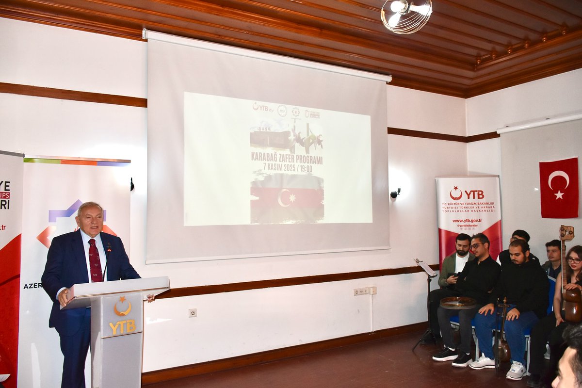 butadernegi's tweet photo. Karabağ Zaferi’nin 5. yıl dönümü münasebetiyle, BUTA Gençlerin Dayanışma Derneği ve Azerbaycanlı Öğrenciler Birliği’nin ortak organizasyonuyla, Türkiye Cumhuriyeti Yurtdışı Türkler ve Akraba Topluluklar Başkanlığı’nın (YTB) ev sahipliğinde Ankara’da bir etkinlik düzenlendi. https://t.co/aj0e9B5SEA