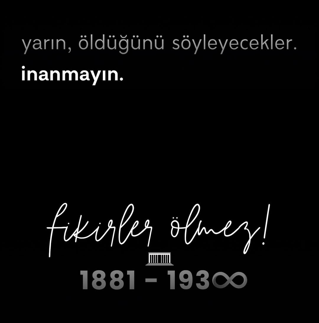 . 

#Atatürk fikirdir.
Yaşam şeklidir.
Akıl ve bilimdir.

“10 Kasım 193∞”

#payidar
#PusulamızAtatürk
#İlelebetİzindeyiz