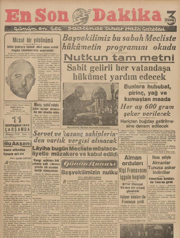 eafyoncu's tweet photo. 1940-1950 ARASI 10 KASIMLAR 'MİLLİ MATEM', 11 KASIMLAR ‘MESUT BİR YILDÖNÜMÜ’ OLDU

Atatürk’ün 10 Kasım 1938’de ölümü bütün Türkiye’de büyük bir üzüntüye sebep oldu. 11 Kasım’da İsmet İnönü cumhurbaşkanlığına seçildi. 1939’dan itibaren 10 Kasımlar büyük üzüntü ile anıldı. 1940’tan itibaren ise 10 Kasımlar milli matem olarak anılırken, 11 Kasımlar İsmet İnönü’nün cumhurbaşkanı seçilmesinden dolayı ‘Mesut Bir Yıldönümü’ olarak kutlanmaya başlandı.

https://t.co/dpAdqB8cdU